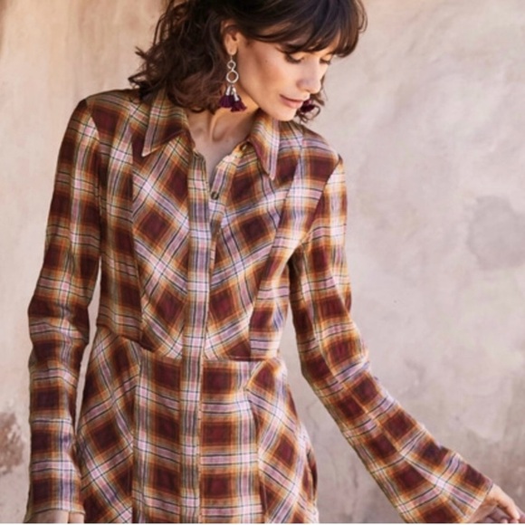 Peruvian Connection Ojai Plaid Tartan Shirt Dress Size 16 - Picture 1 of 6